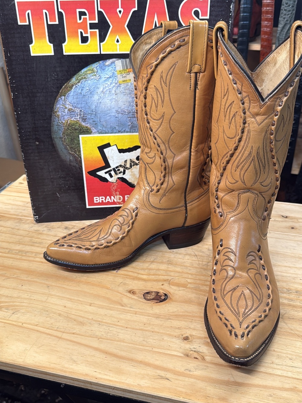 1990 Vintage Dan Post Corded Flame Cowboy Boots